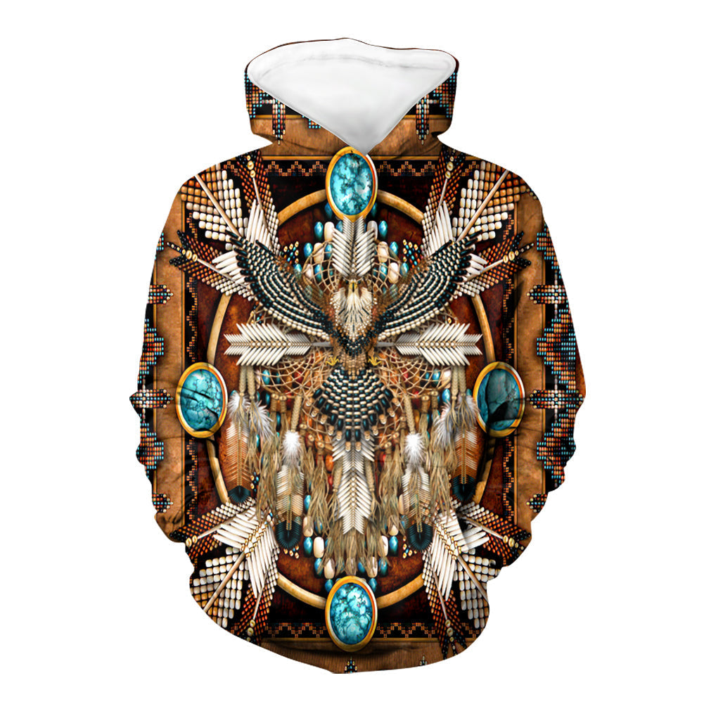 Native American Eagle Mandala Brown 3D Hoodie LT10 - Wonder Print Shop