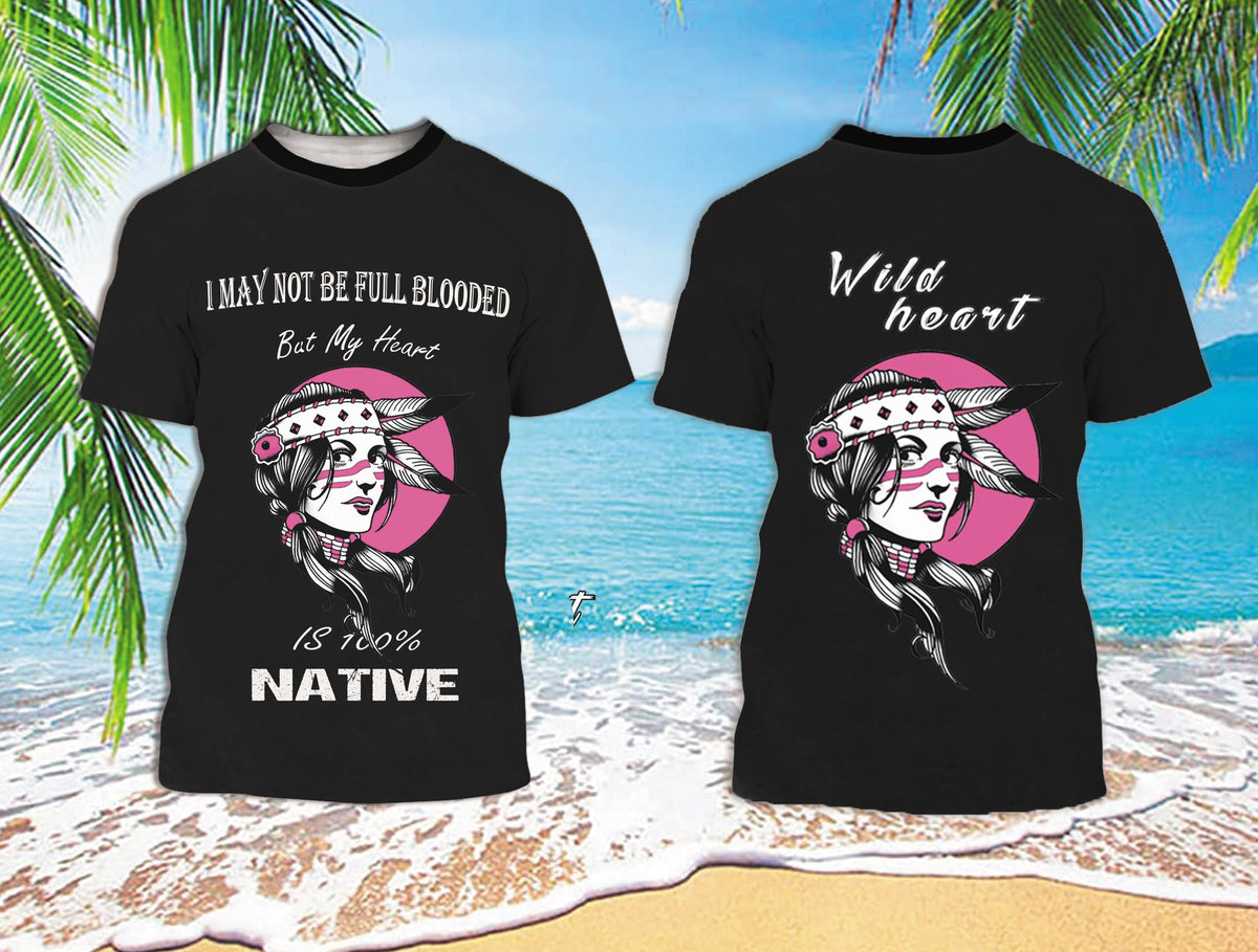 My Heart and Girl Native American 3D T Shirt LT10 - Wonder Print Shop