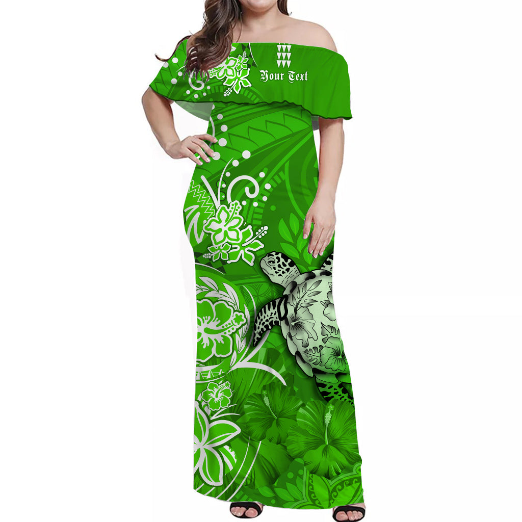 custom-personalised-hawaii-off-shoulder-long-dress-polynesia-green-sea-turtle-honu-and-hibiscus