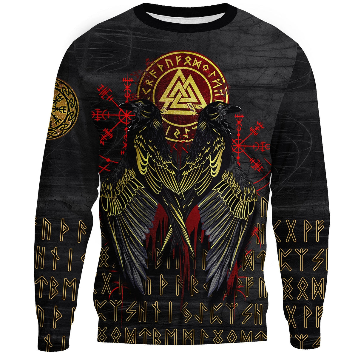 Viking Sweatshirt - Vikings Valknut and Ravens Tattoo RLT12 - Wonder Print Shop