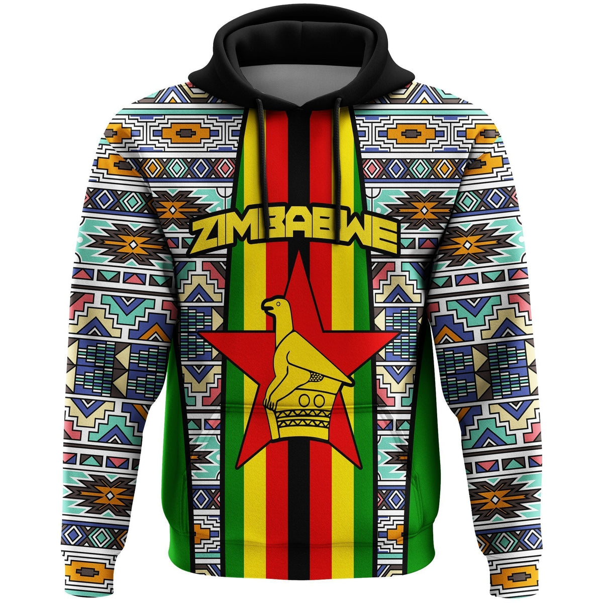 AfricanHoodie - Zimbabwe Ndebele Pullover - Wonder Print Shop