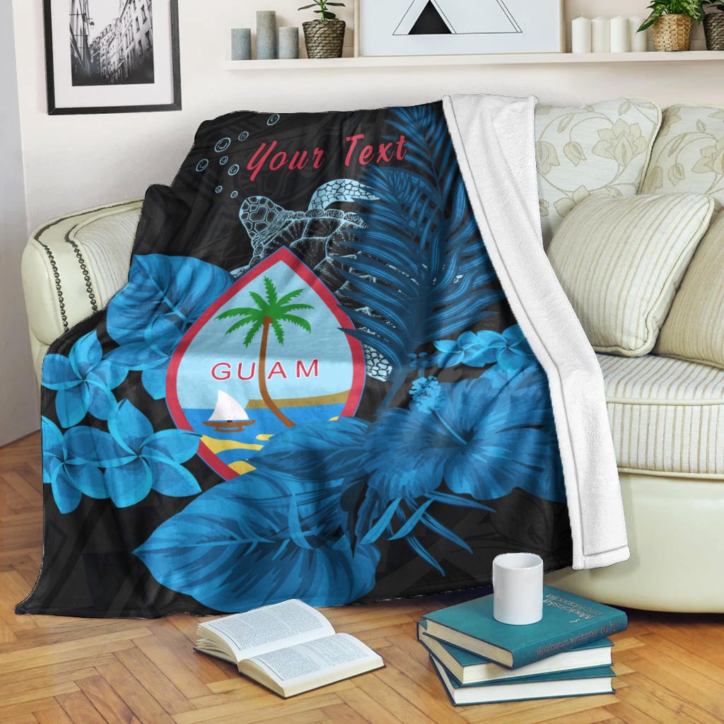 custom-personalised-guam-seal-premium-blanket-polynesian-turtle-with-flowers-version-blue