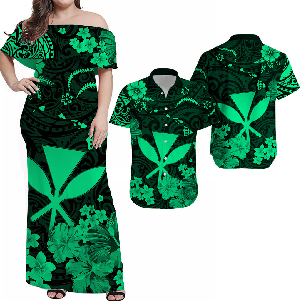 Hawaii Matching Hawaiian Shirt And Dress Polynesia Green Kanaka Maoli LT13 - Wonder Print Shop