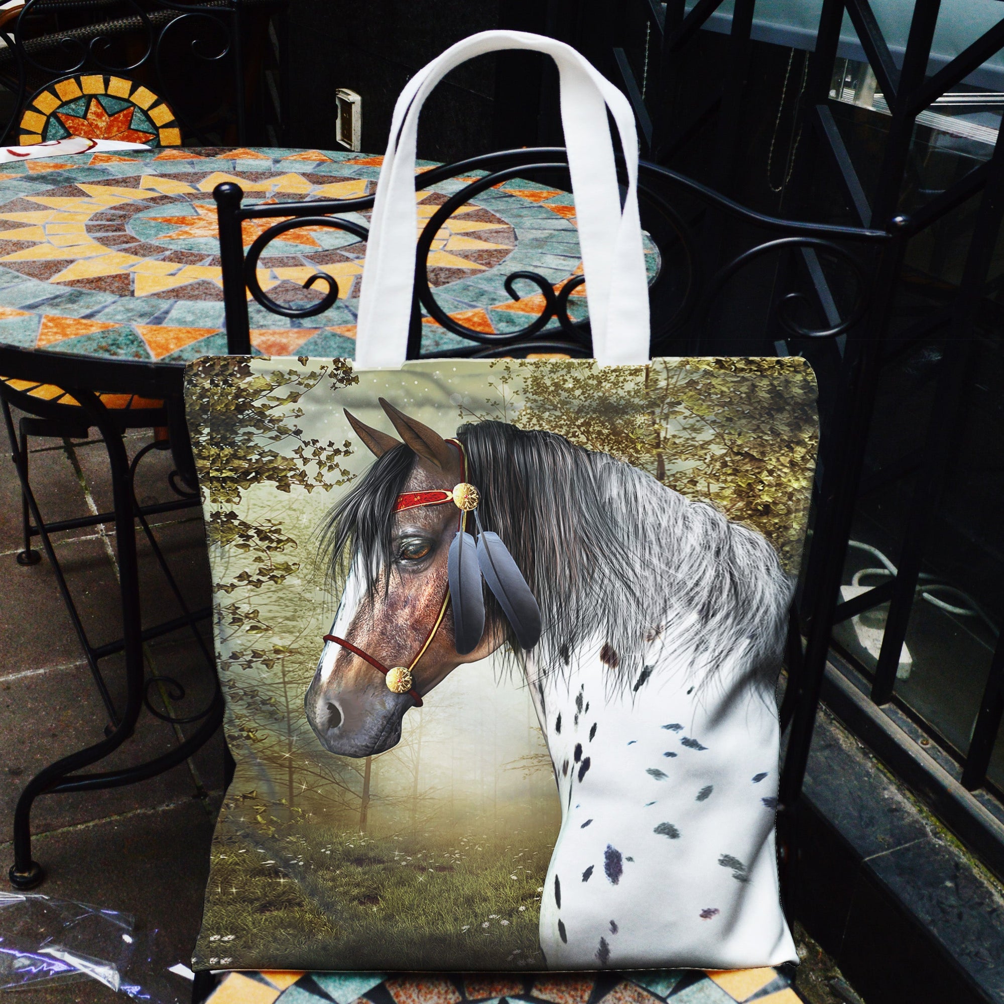 horse-native-american-pocket-canvas-bag