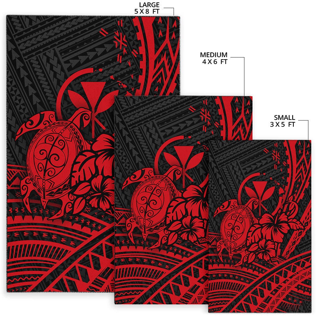 Hawaii Turtle With Hibiscus Tribal Red Area Rug LT12 - Wonder Print Shop