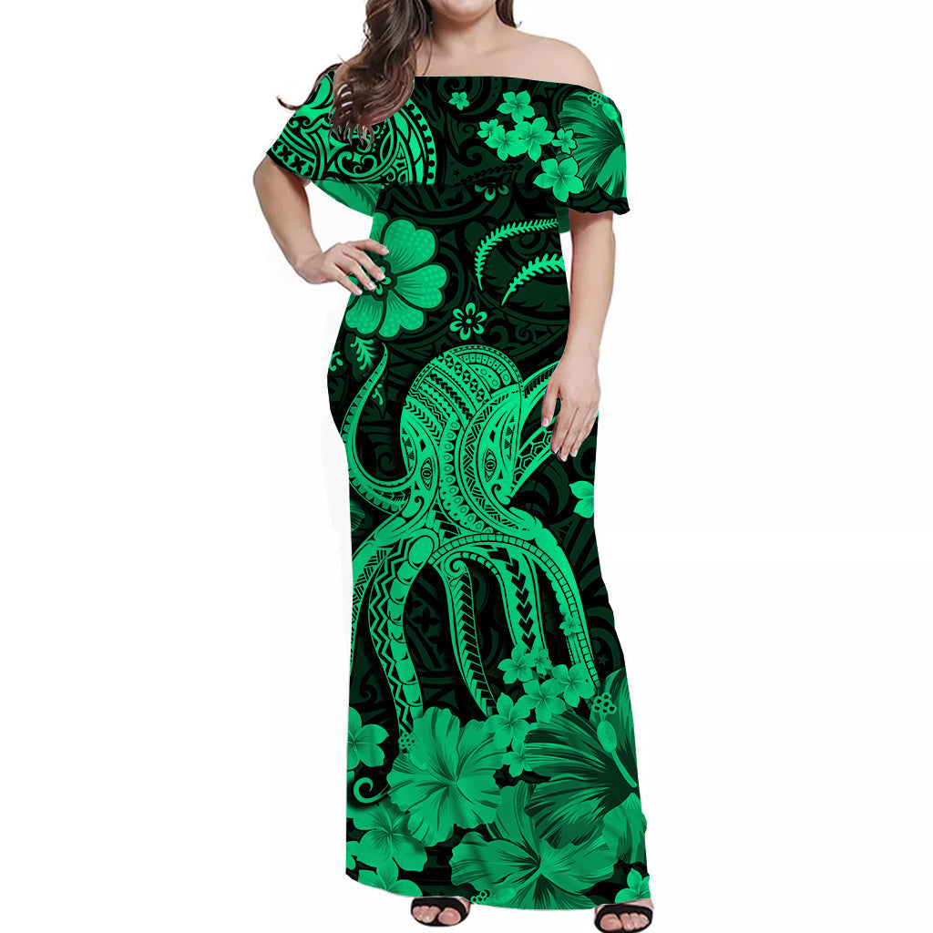 Hawaii Matching Hawaiian Shirt And Dress Polynesia Green Octopus LT13 - Wonder Print Shop