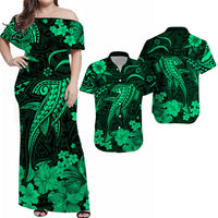 Hawaii Matching Hawaiian Shirt And Dress Polynesia Green Shark LT13 - Wonder Print Shop