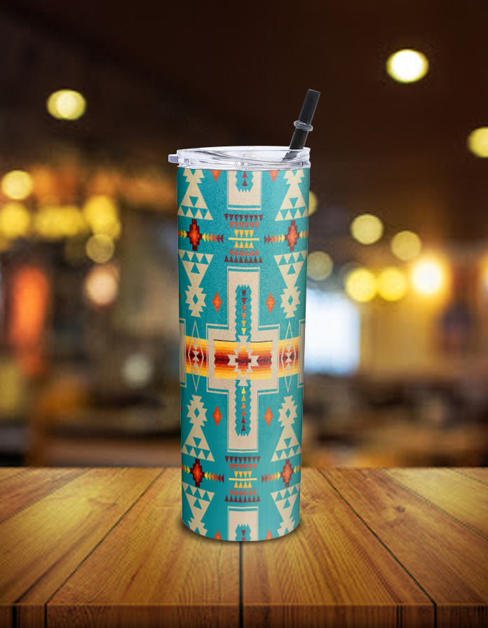 Turquoise Tribe Design Native American Skinny Tumbler LT10 - Wonder Print Shop