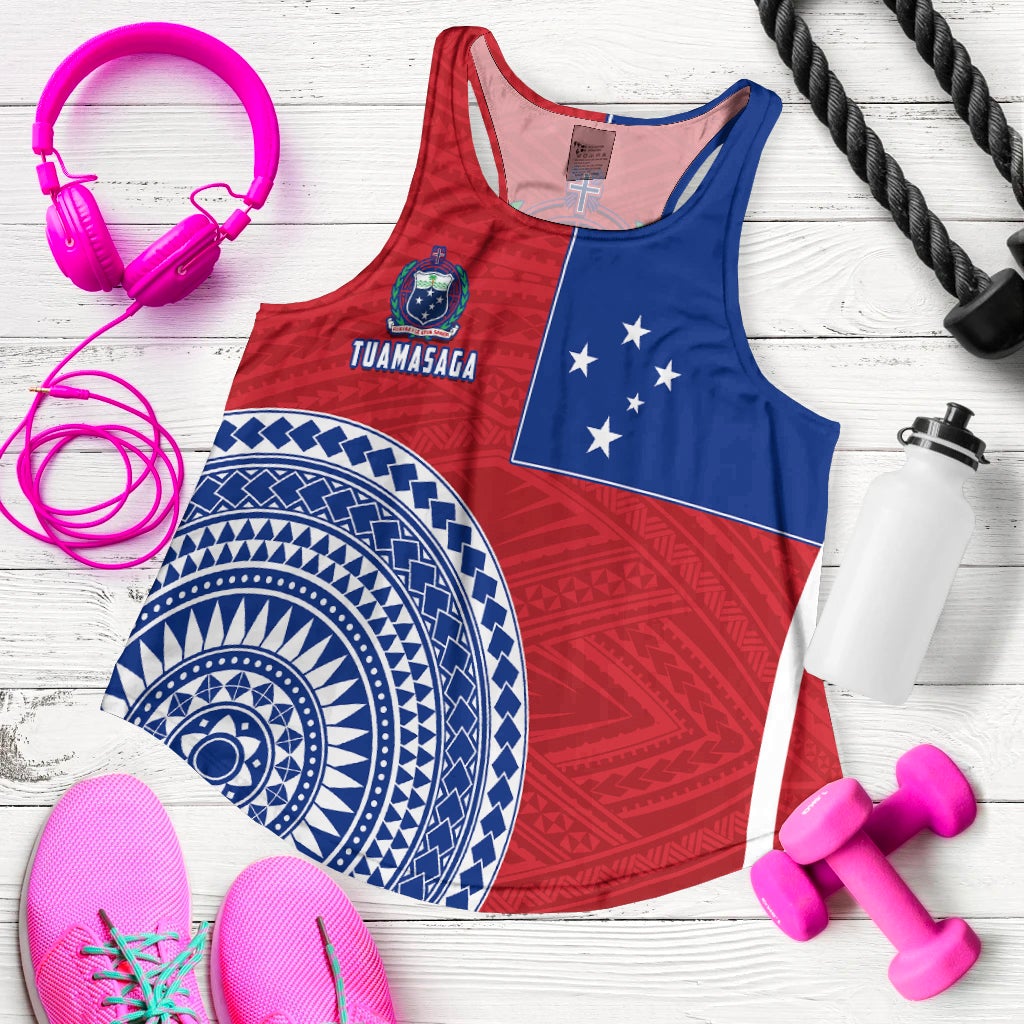(Custom Personalised) Tuamasaga Samoa Women Racerback Tank Polynesian Pattern LT13 - Wonder Print Shop