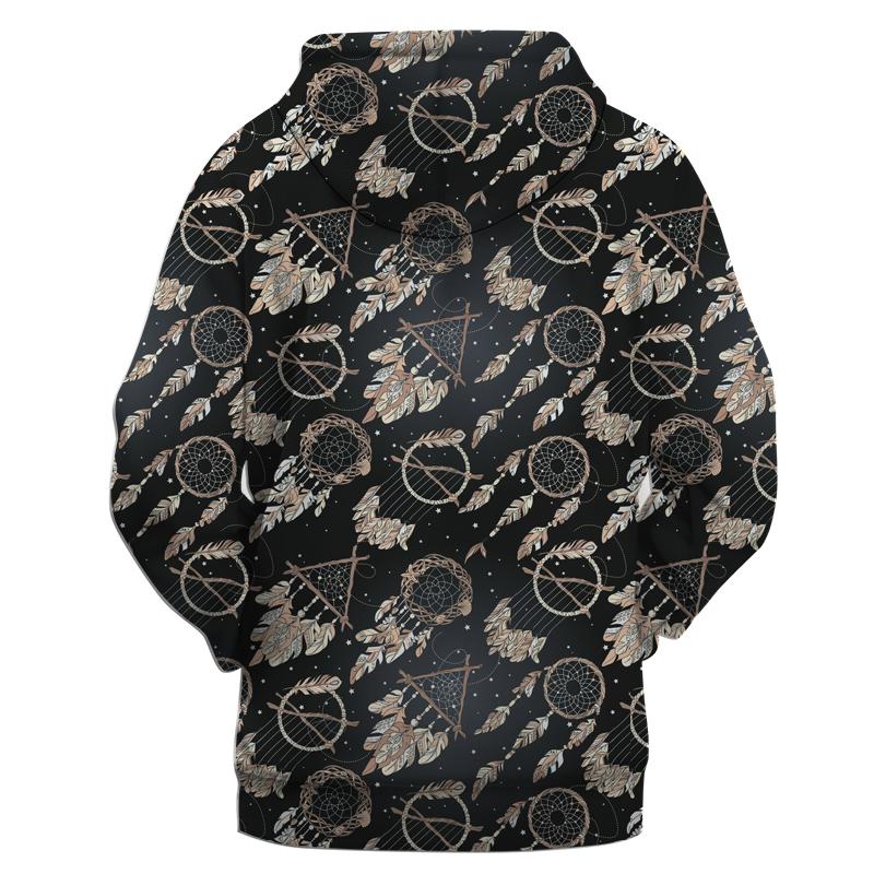 Pattern Black Dreamcatcher Native American All Over Hoodie LT10 - Wonder Print Shop