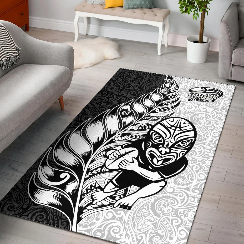 New Zealand Maori All Black Rugby Area Rug LT2 - Wonder Print Shop