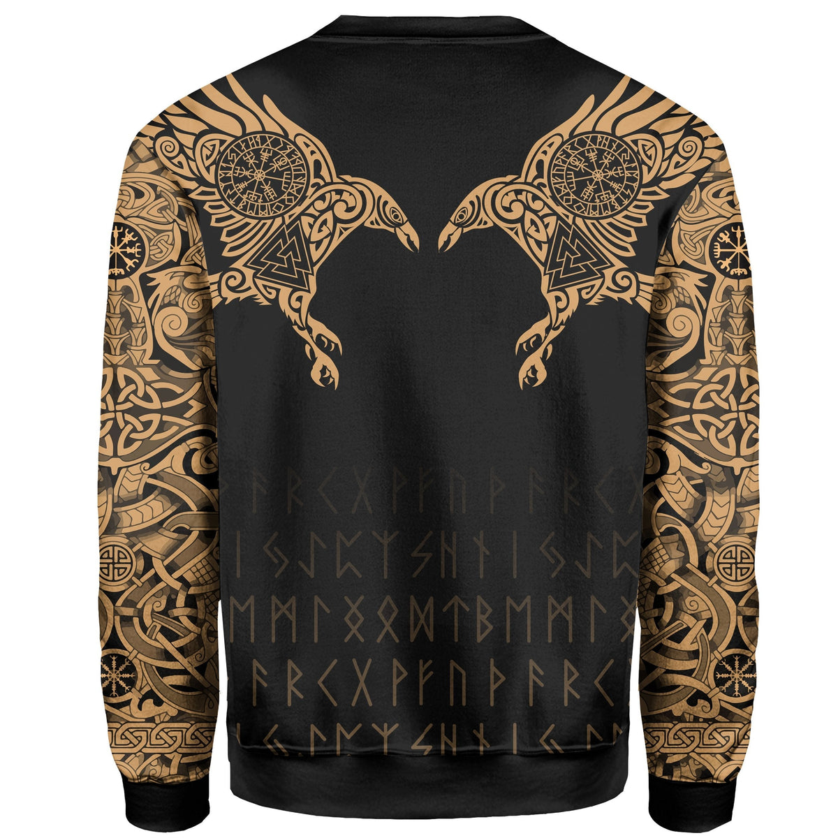 Viking Sweatshirt - The Raven Of Odin Tattoo Special Gold RLT12 - Wonder Print Shop