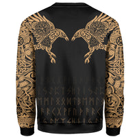 Viking Sweatshirt - The Raven Of Odin Tattoo Special Gold RLT12 - Wonder Print Shop