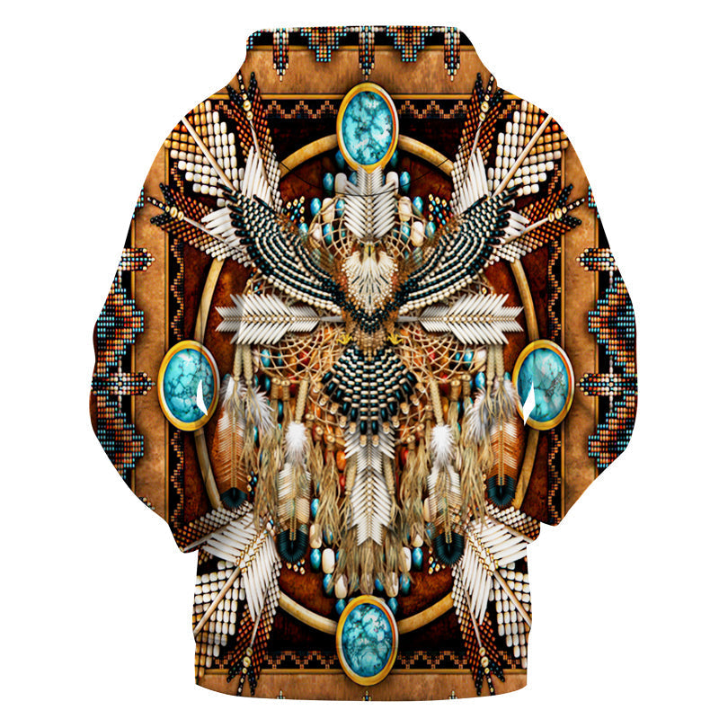 Native American Eagle Mandala Brown 3D Hoodie LT10 - Wonder Print Shop