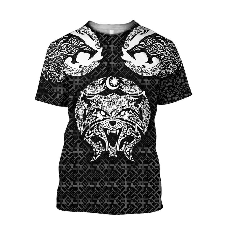 Viking Clothing Celtic Viking Wolf T Shirt RLT12 - Wonder Print Shop