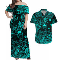 Hawaii Surfing Polynesian Matching Hawaiian Outfits For Couples Unique Style - Turquoise LT8 - Wonder Print Shop