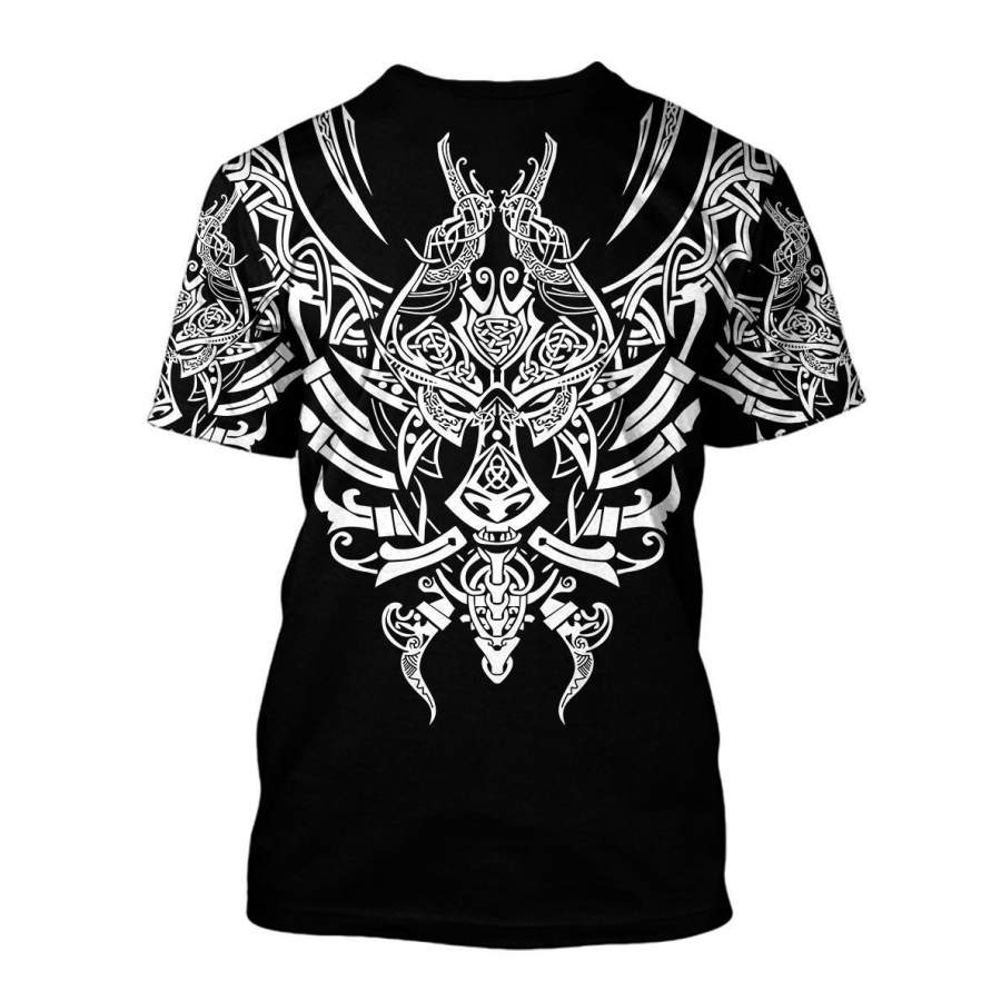 Viking Clothing Geki and Freki Viking Wolf 3D Over Printed T Shirt RLT12 - Wonder Print Shop