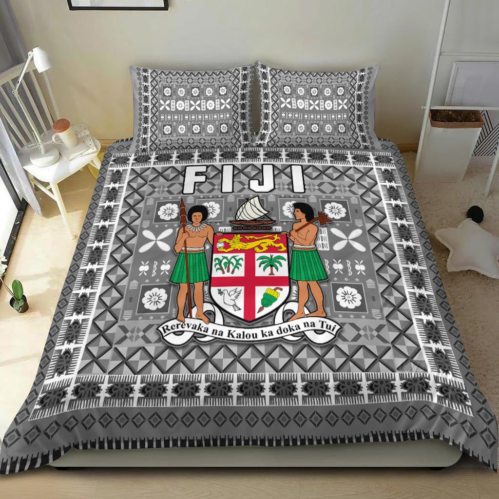 Fiji Bedding Set Pattern - Fijian Tapa Pattern Grey LT13 - Wonder Print Shop