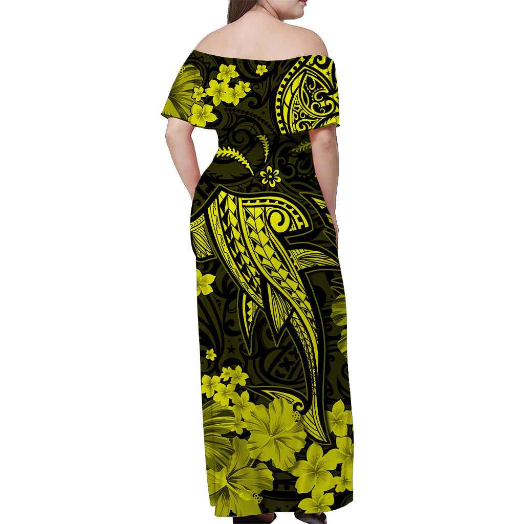 hawaii-off-shoulder-long-dress-polynesia-yellow-shark