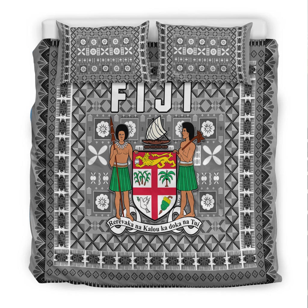 Fiji Bedding Set Pattern - Fijian Tapa Pattern Grey LT13 - Wonder Print Shop