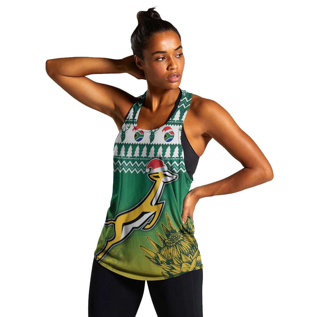 (Custom Personalised) South Africa Rugby Christmas Women Racerback Tank Proud Springboks LT13 - Wonder Print Shop