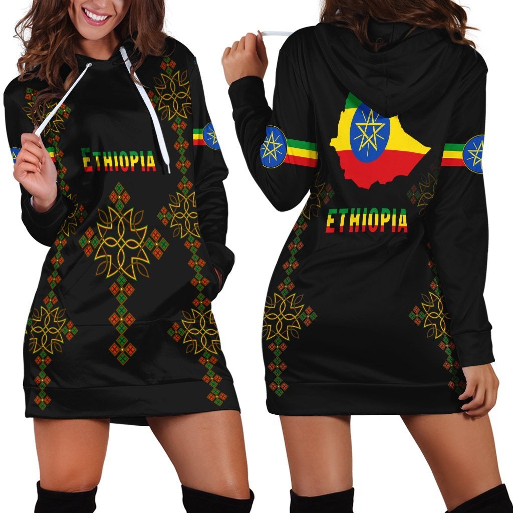 Ethiopia Hoodie Dress Version Map LT13 - Wonder Print Shop