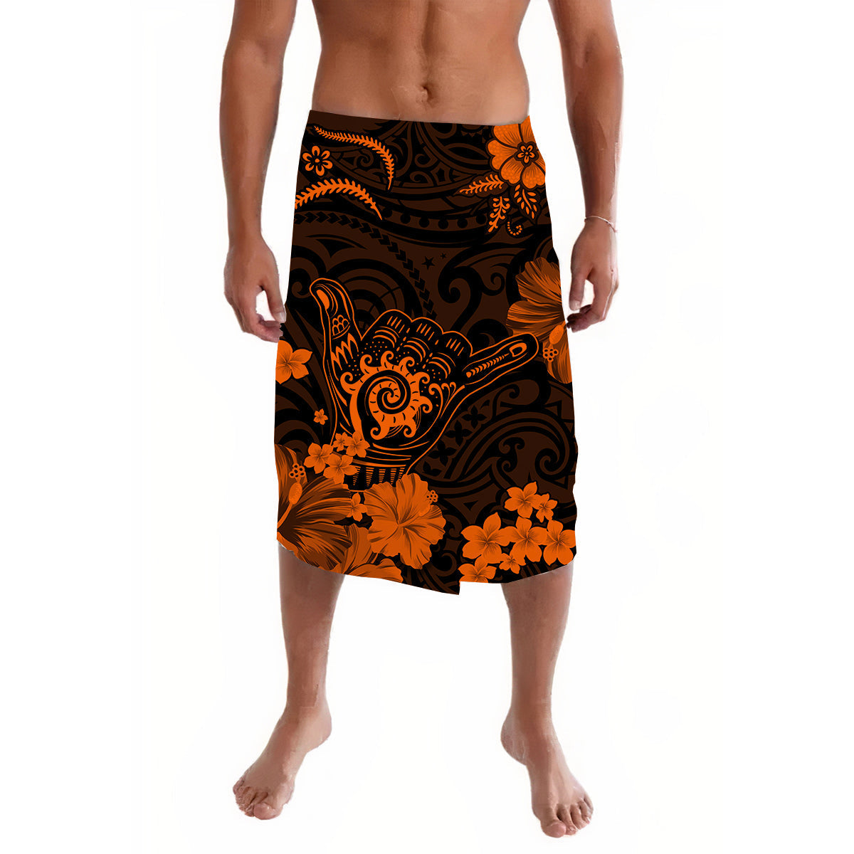 Hawaii Lavalava Polynesia Orange Cool Shaka Sign LT13 - Wonder Print Shop