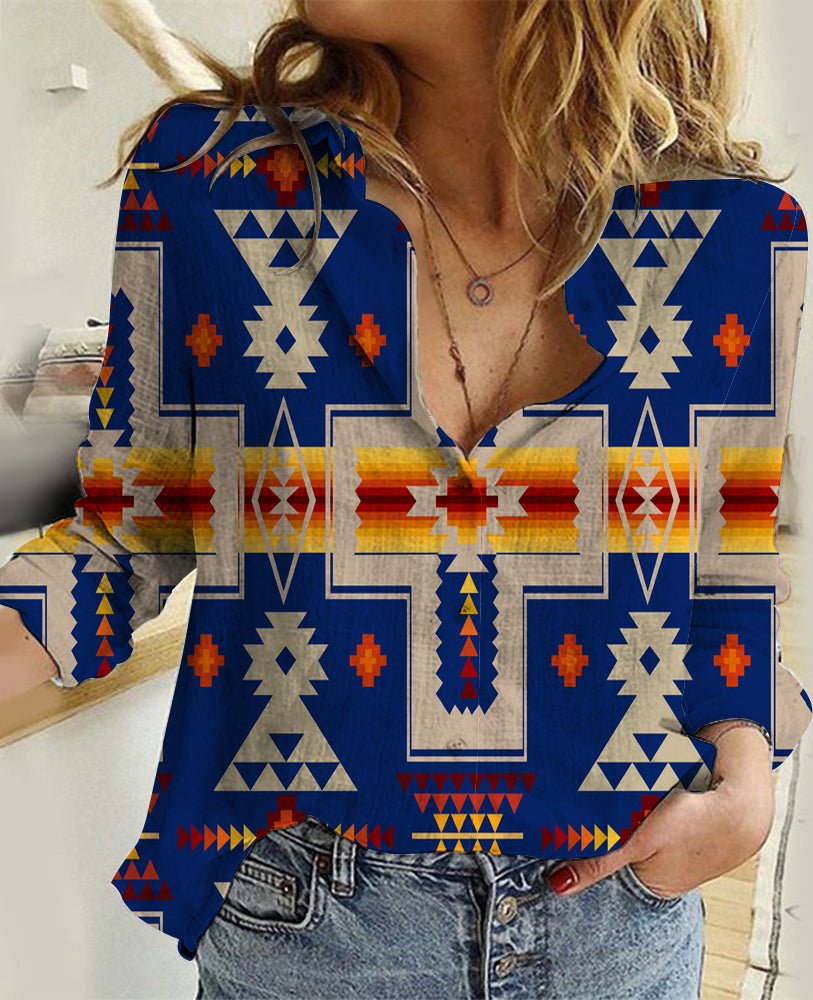 Navy Tribe Design Native American Linen Shirts LT10 - Wonder Print Shop