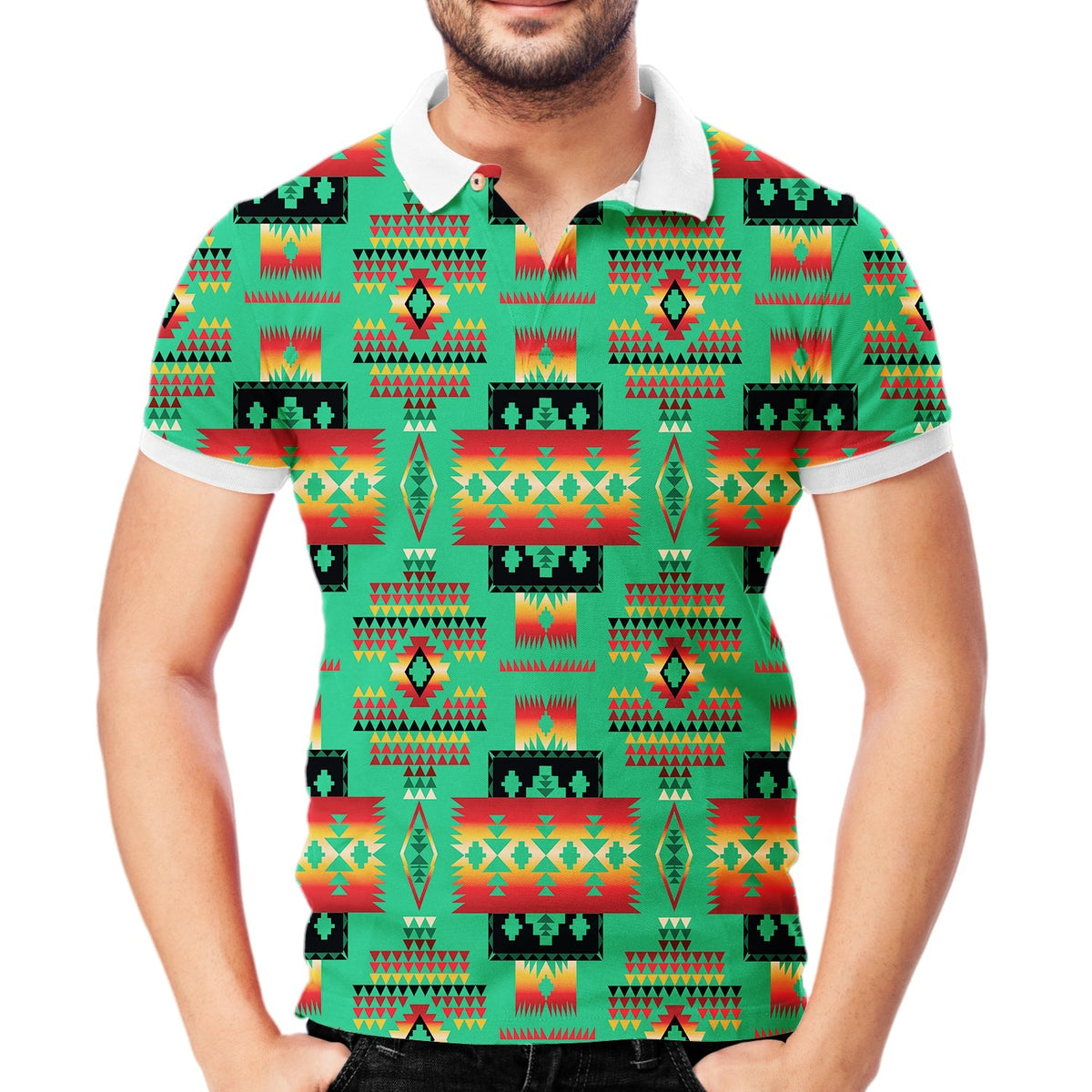 Green Tribes Native American Polo T Shirt 3D LT10 - Wonder Print Shop