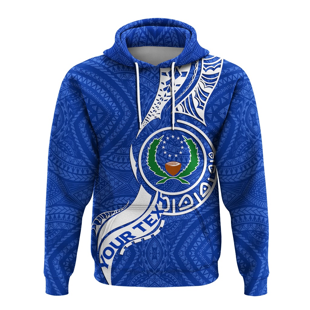 Custom Pohnpei Hoodie Micronesia Pride Blue LT12 - Wonder Print Shop