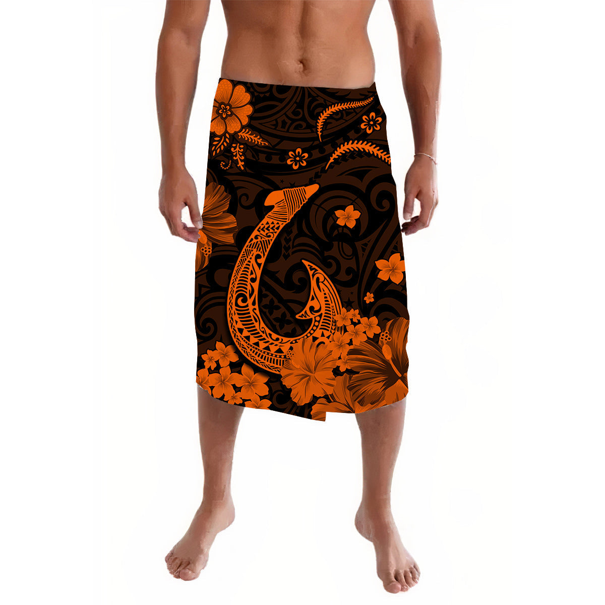 Hawaii Lavalava Polynesia Orange Fish Hook LT13 - Wonder Print Shop