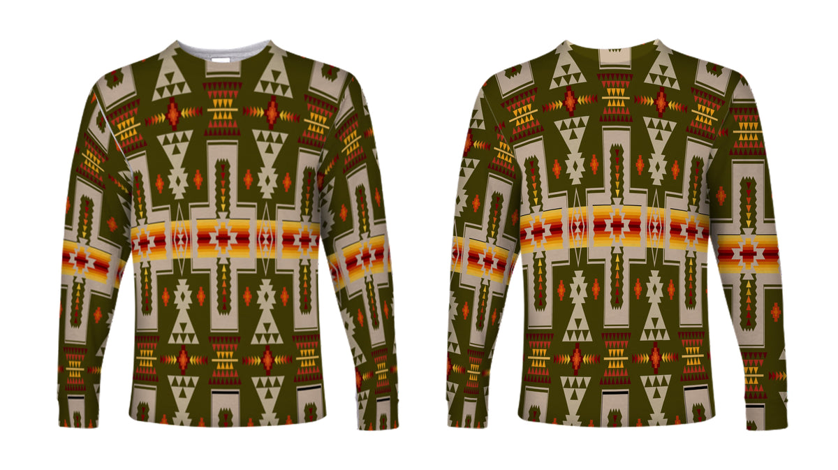Dark Green Design Native American Long Sleeve LT10 - Wonder Print Shop