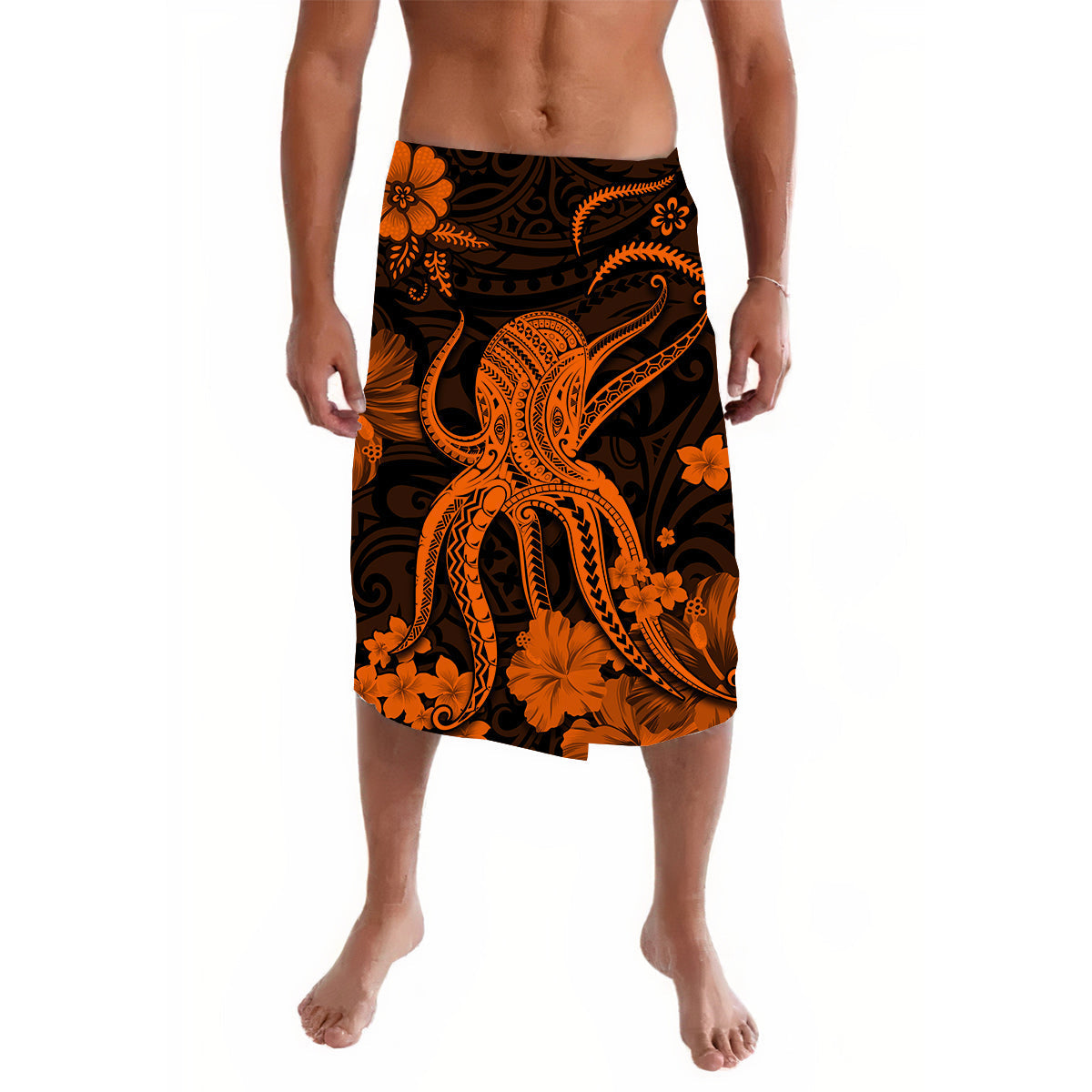 Hawaii Lavalava Polynesia Orange Octopus LT13 - Wonder Print Shop