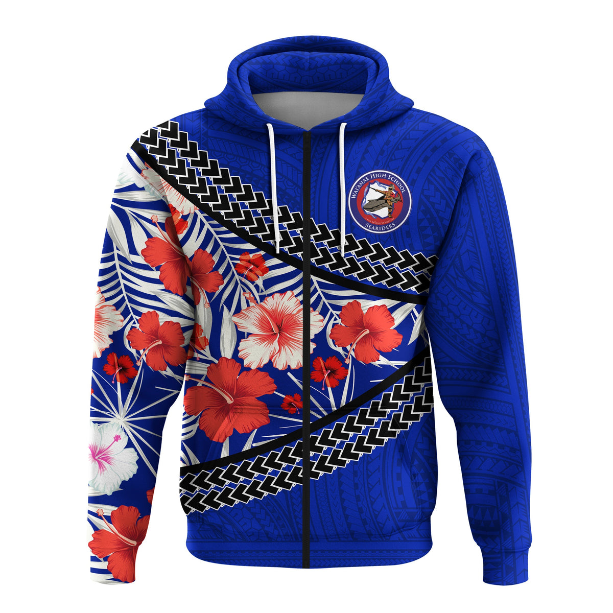 Waianae High School Zip up Hoodie Hawaiian Hibiscus Flowers LT20 - Wonder Print Shop