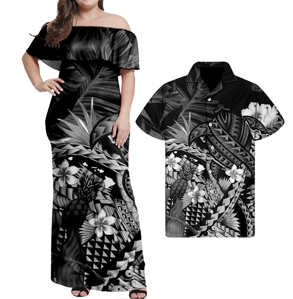 Polynesian Hawaiian With Turrtle Matching Hawaiian Shirt And Dress No.8 LT6 - Wonder Print Shop