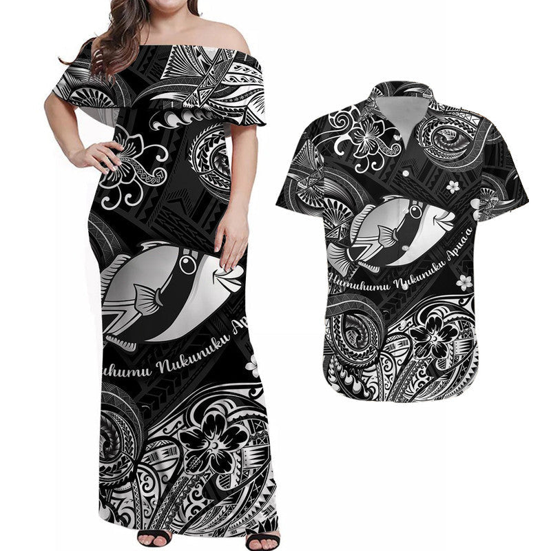Hawaii State Fish: Humuhumu Nukunuku Apuaa Polynesian Matching Hawaiian Outfits For Couples Unique Style - Black LT8 - Wonder Print Shop