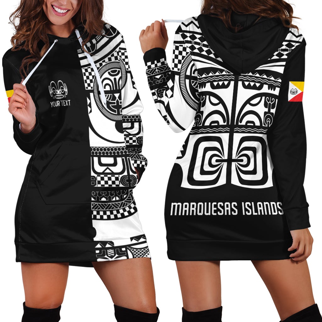 (Custom Personalised) Marquesas Islands Tiki Hoodie Dress Marquesan Tattoo LT13 - Wonder Print Shop