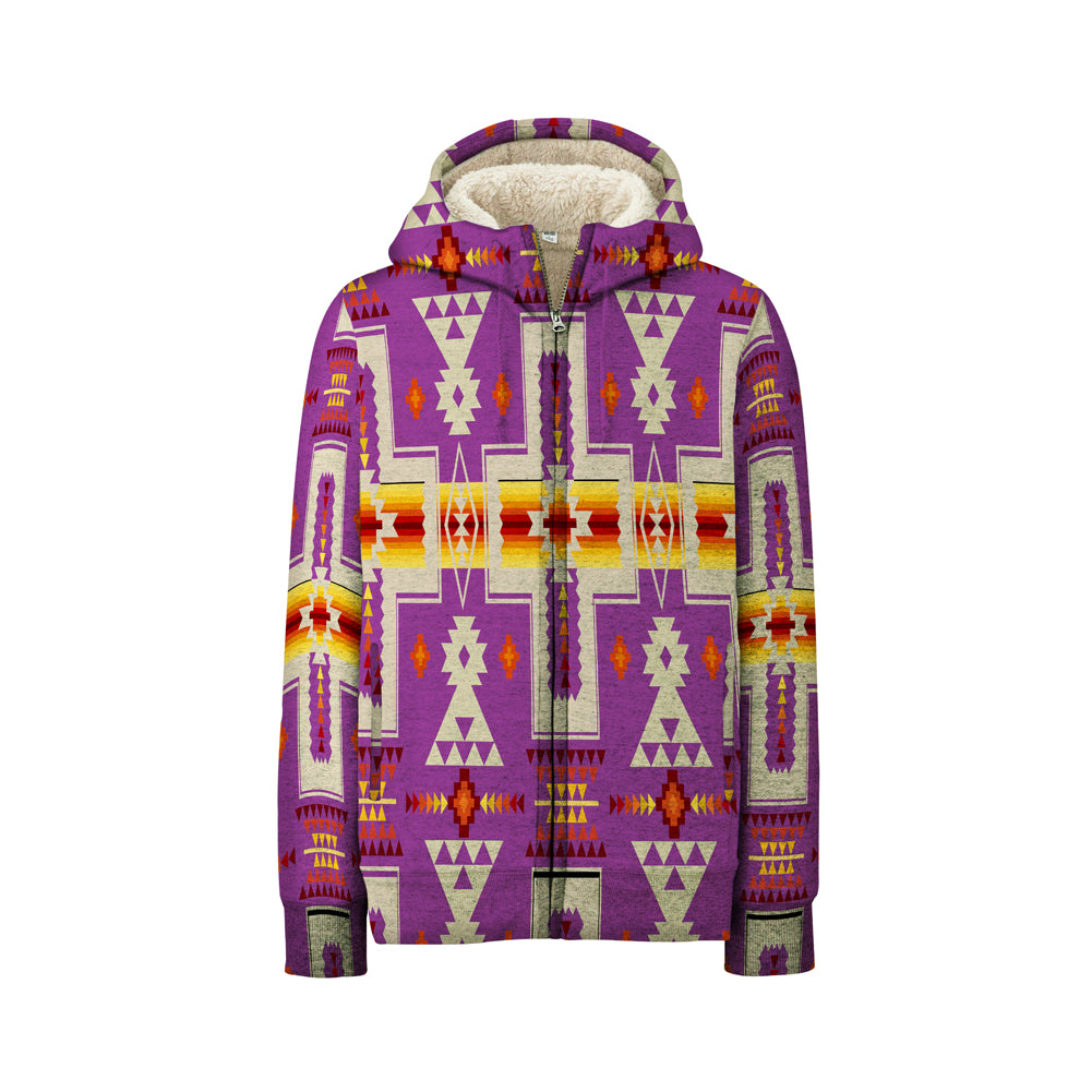 Light Purple Design Native American 3D Fleece Hoodie LT10 - Wonder Print Shop