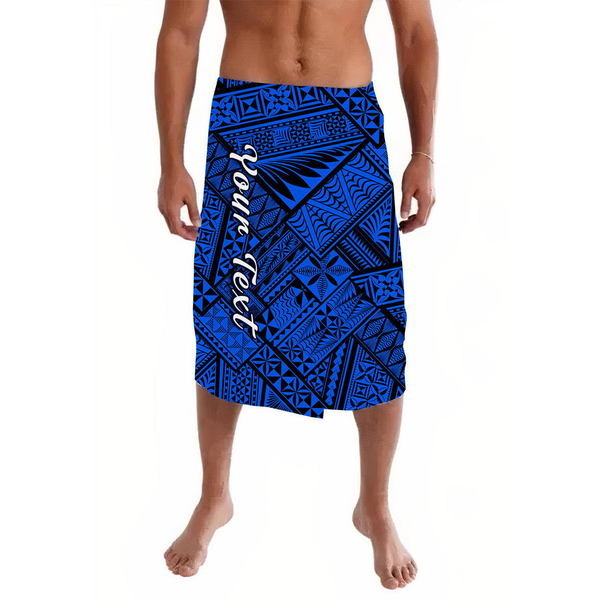 Custom Personalised Polynesia Lavalava Ngatu Tonga Pattern Special Blue LT13 - Wonder Print Shop