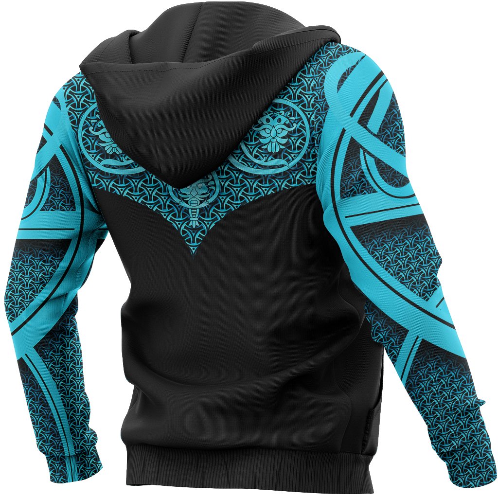 Viking Hoodie Best Viking Tattoo Blue (Zip) RLT12 - Wonder Print Shop