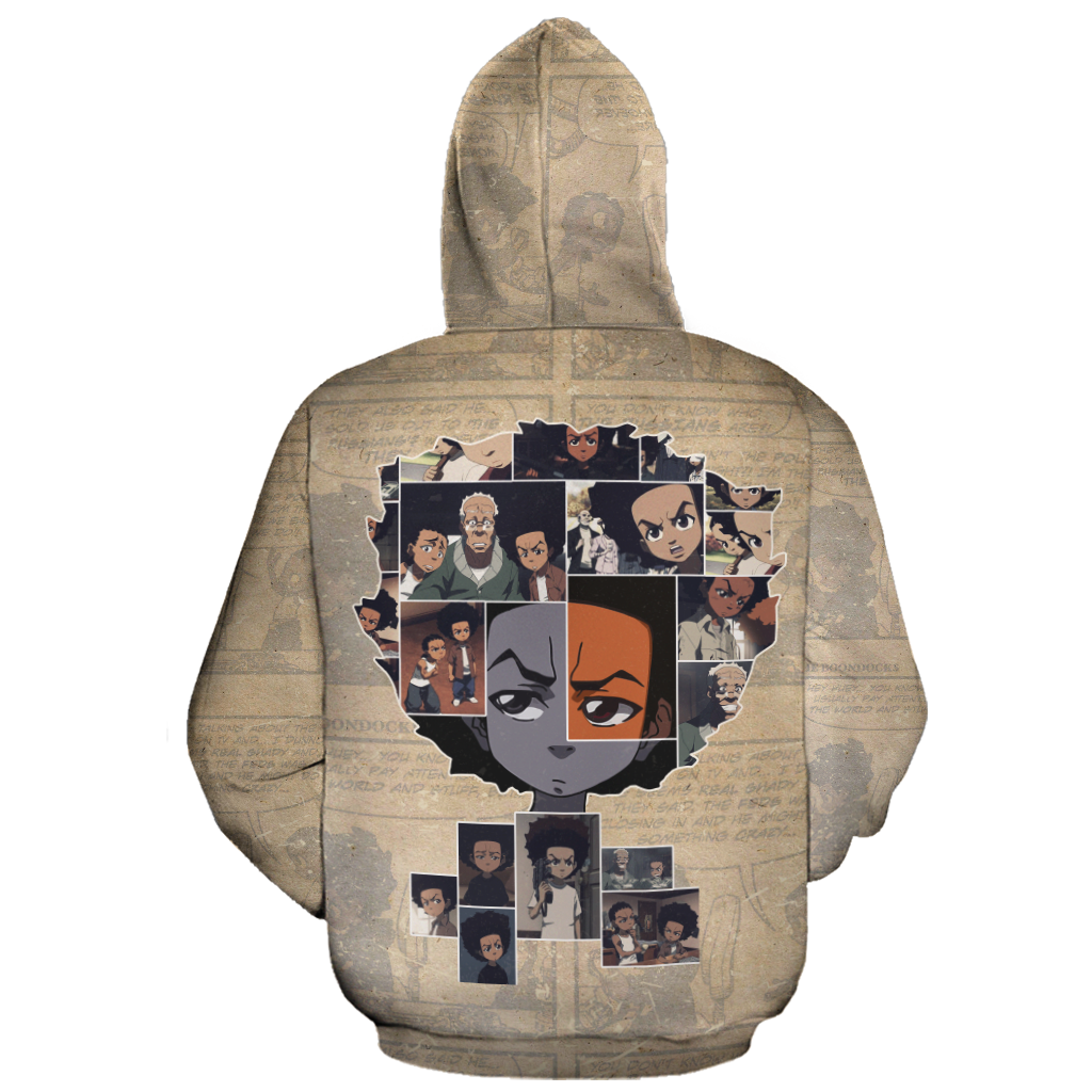 African Hoodie 90s Huey Freeman Hoodie - Wonder Print Shop