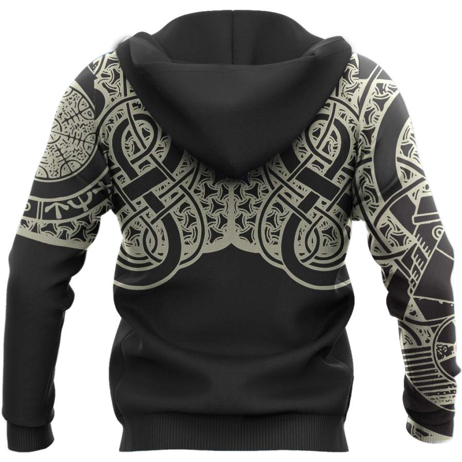 Viking Clothing Vikings Chest Tattoo Style Hoodie RLT12 - Wonder Print Shop