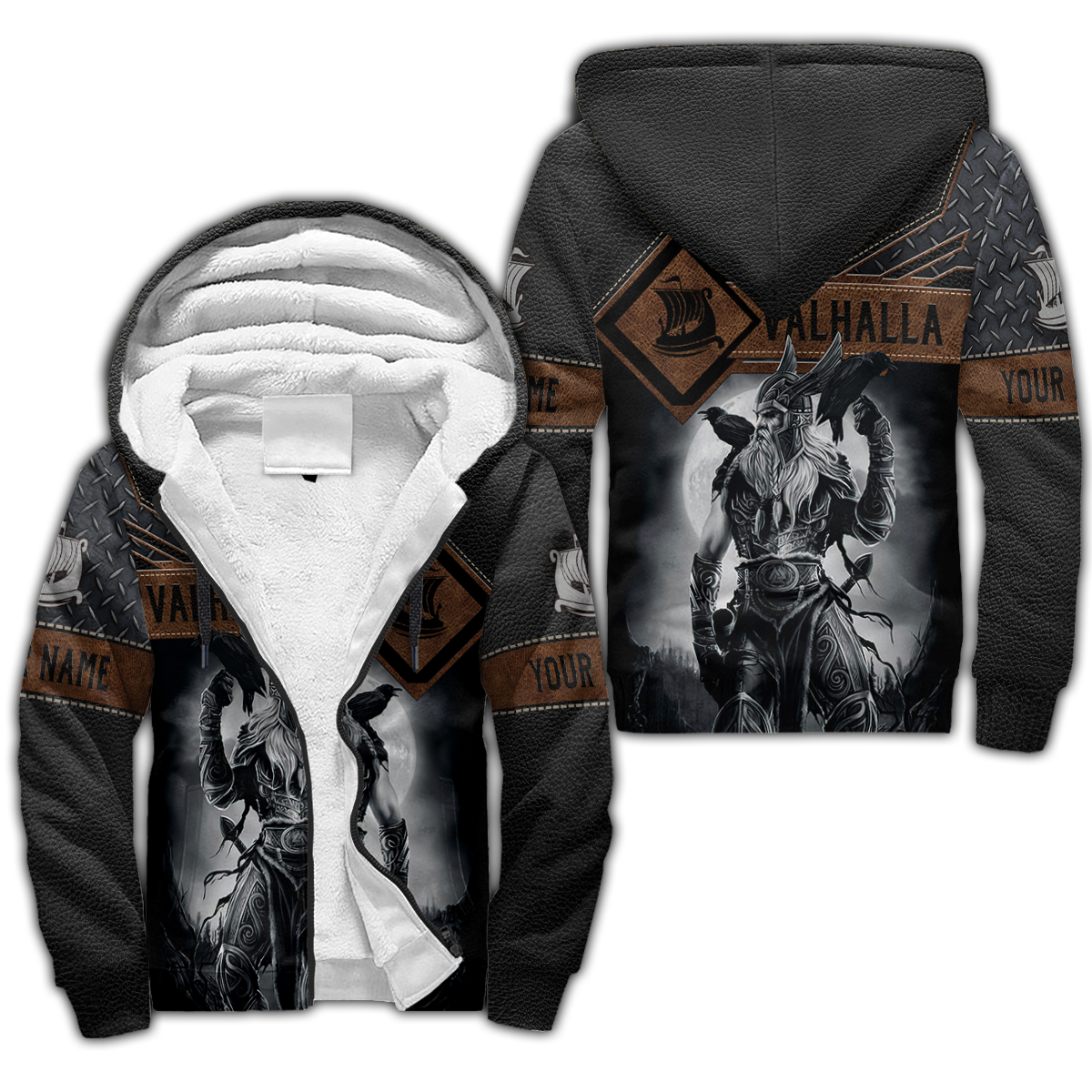 Custom Viking Clothing - Personalized Odin Valhalla Viking Sherpa Hoodie RLT12 - Wonder Print Shop