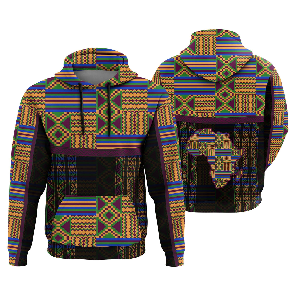 African Hoodie Adofowaa Awaamu Kente Pullover - Wonder Print Shop