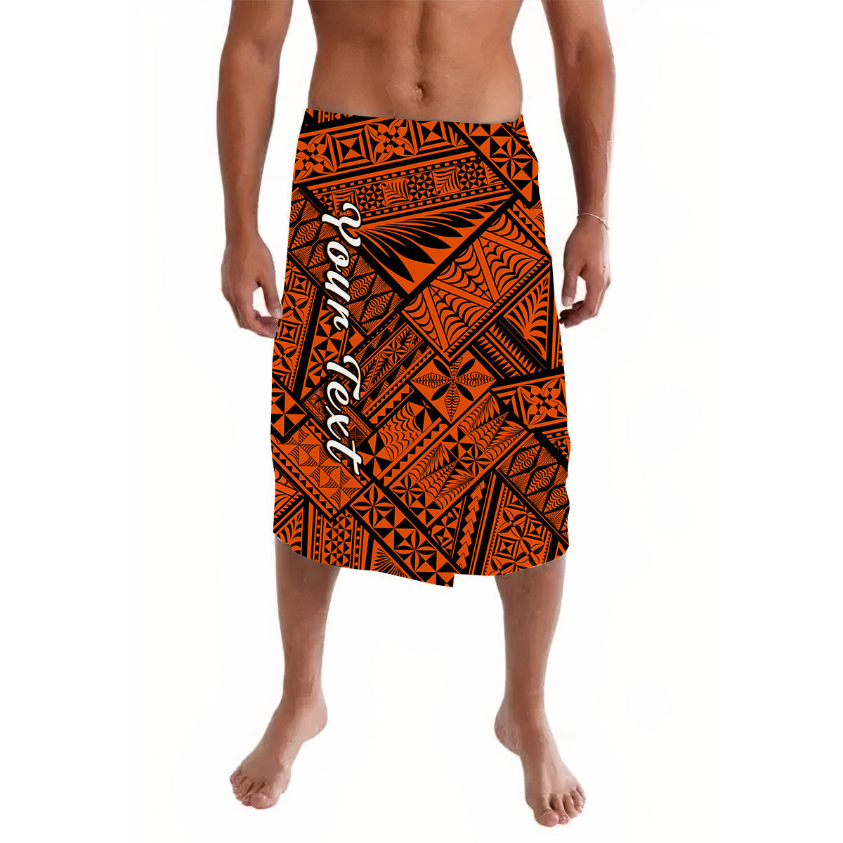Custom Personalised Polynesia Lavalava Ngatu Tonga Pattern Special Orange LT13 - Wonder Print Shop