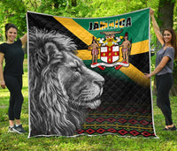 Jamaica Lion Premium Quilt Jamaican Pattern Version Black LT13 - Wonder Print Shop