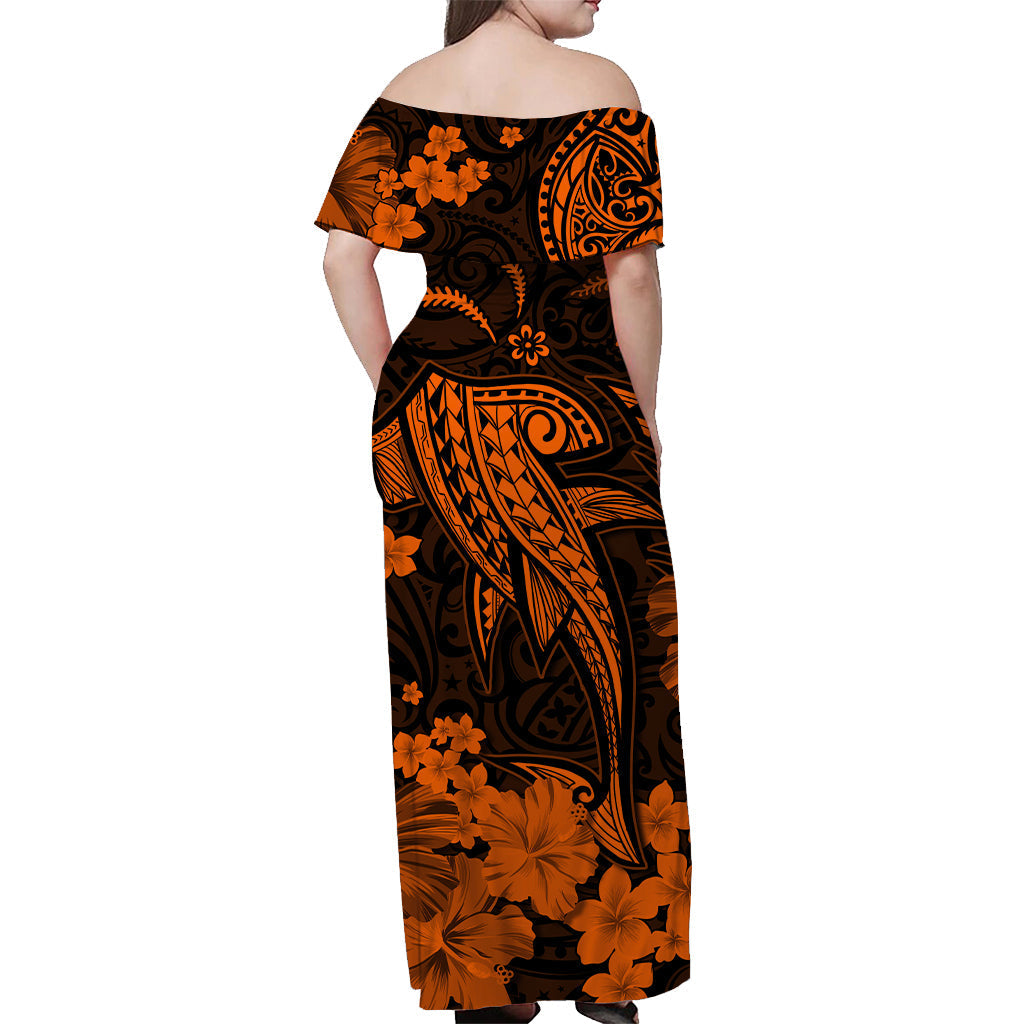 hawaii-off-shoulder-long-dress-polynesia-orange-shark