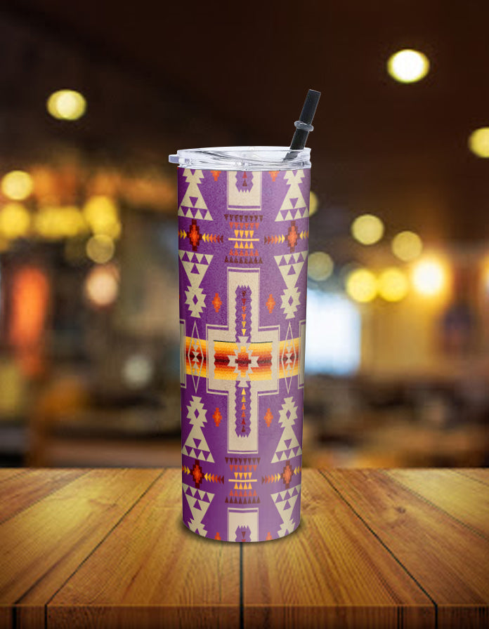 Light Purple Tribe Design Native American Skinny Tumbler LT10 - Wonder Print Shop
