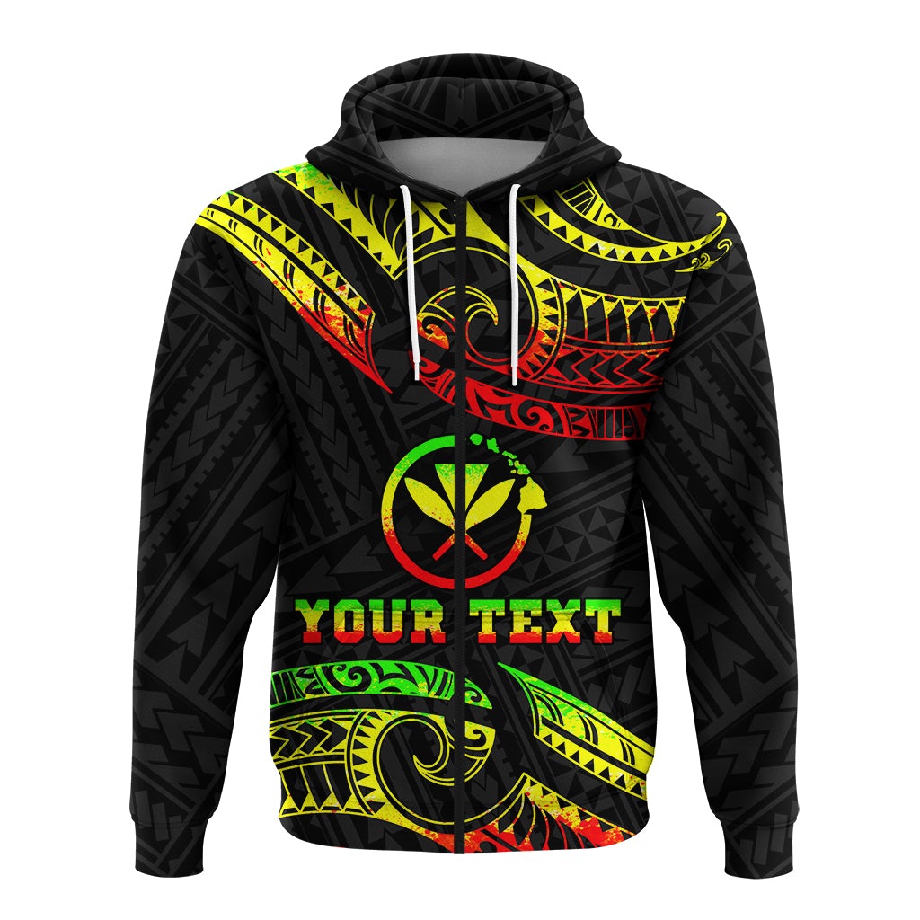 Custom Hawaii Zip Up Hoodie Tribal Pattern Reggae LT12 - Wonder Print Shop