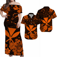 Hawaii Matching Hawaiian Shirt And Dress Polynesia Orange Kanaka Maoli LT13 - Wonder Print Shop